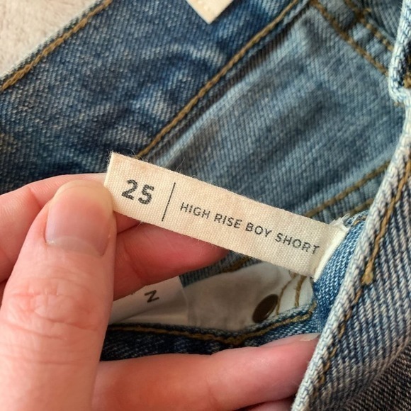 PacSun Women's Distressed‎ High Rise Button Fly Denim Boy Shorts Blue - Size 25 - Picture 5 of 6